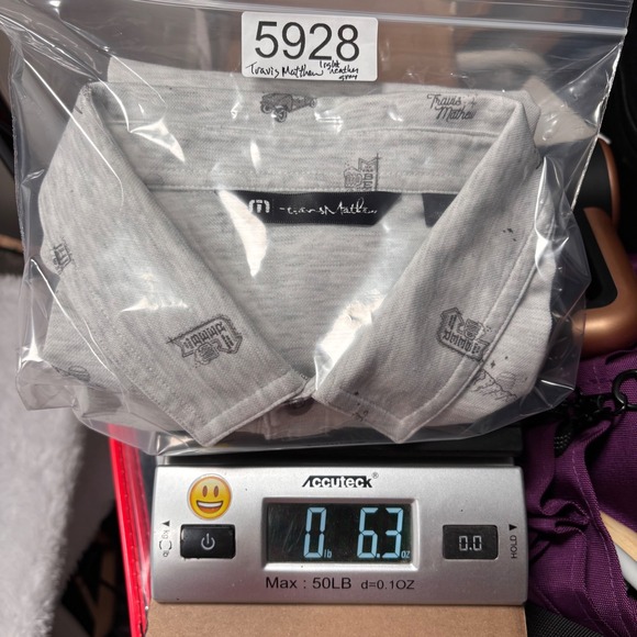 Travis Mathew Polo Men XL (FIT M) Gray Stolen Time Tropical Golf Cart Ridglea - Picture 13 of 13